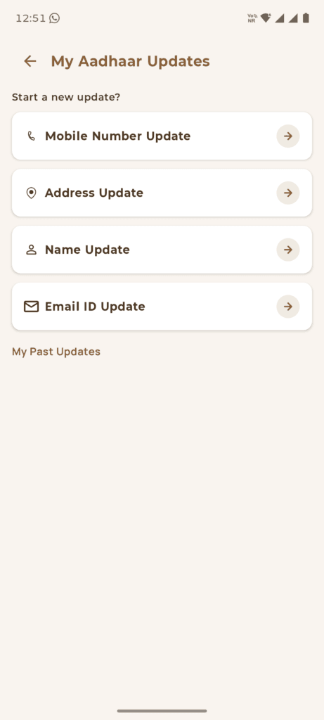 aadhaar update option